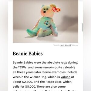 Peace bear beanie baby